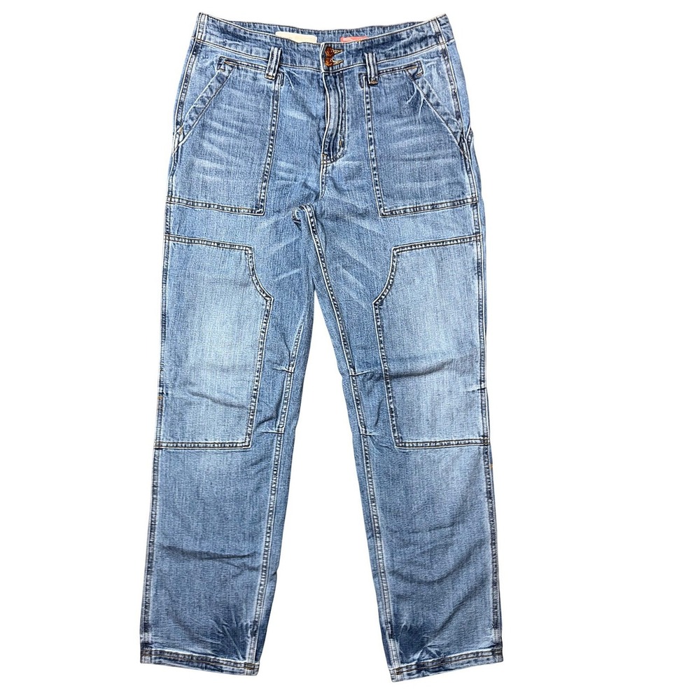 Anthropologie Pilcro Straight Leg Utility Paneled Jeans Light Blue 31 Tall